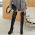 Lysandra Plateau-Stiefel aus Kunstleder mit Schnürdetails – hoher Absatz & Metallring-Design, modisch & elegant | Shiraki